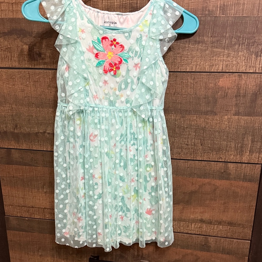 Topia Mint Green Floral Polka Dot Dress